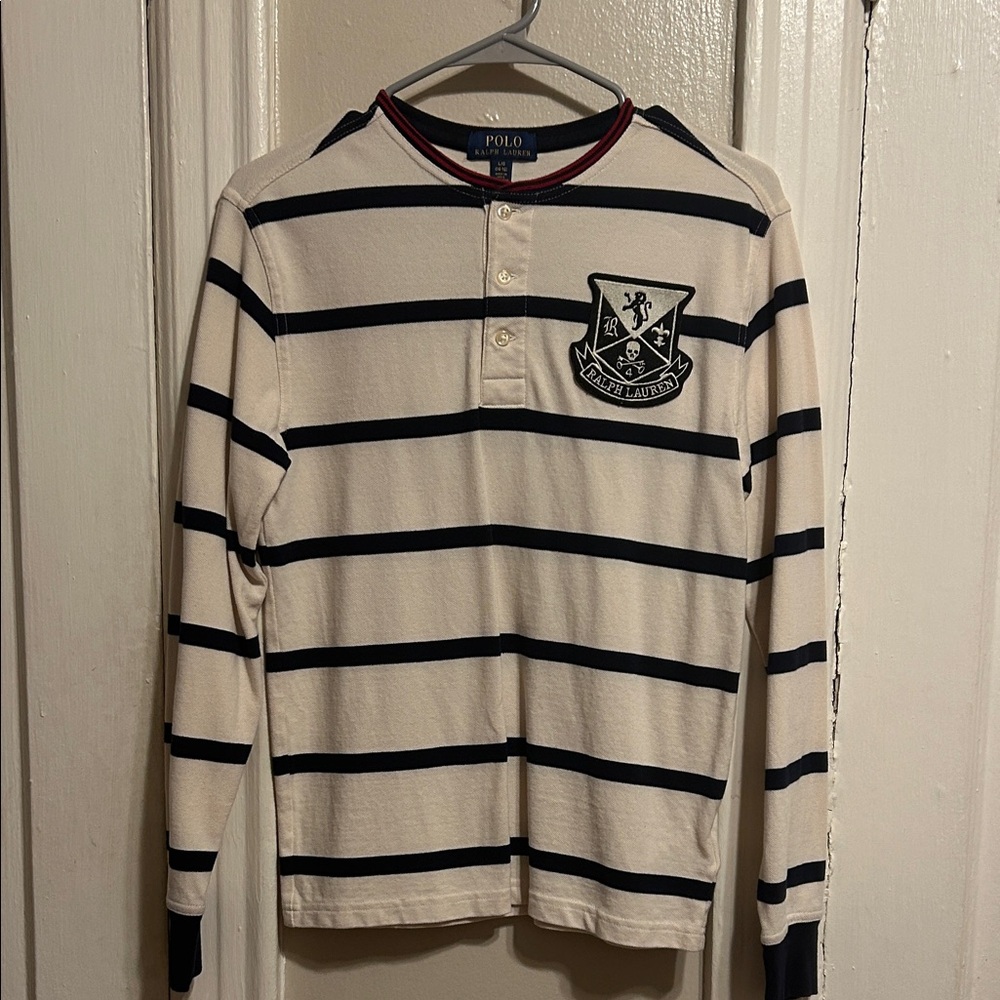 Polo by Ralph Lauren Cream and Black Striped Shirt